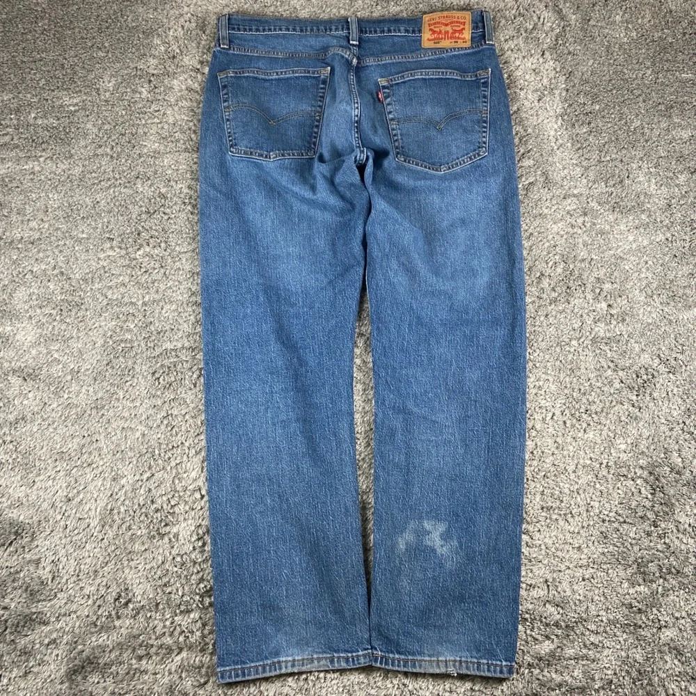 Levis 505 Jeans Mens 36x30 Blue Denim Regular Straight Leg Pant Casual Stretch